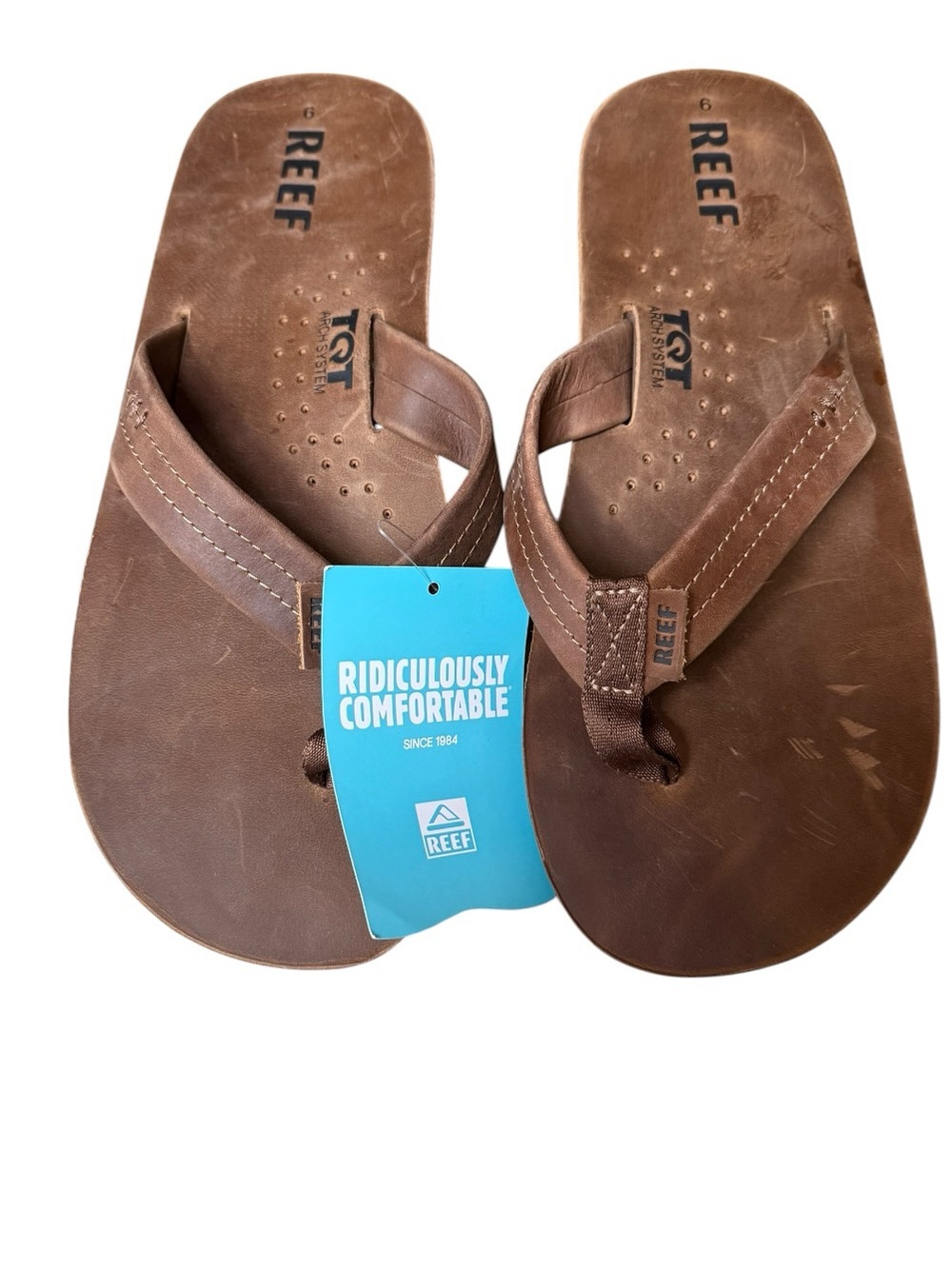 Reef Draftsmen Men's Brown Leather Flip-Flops NWT